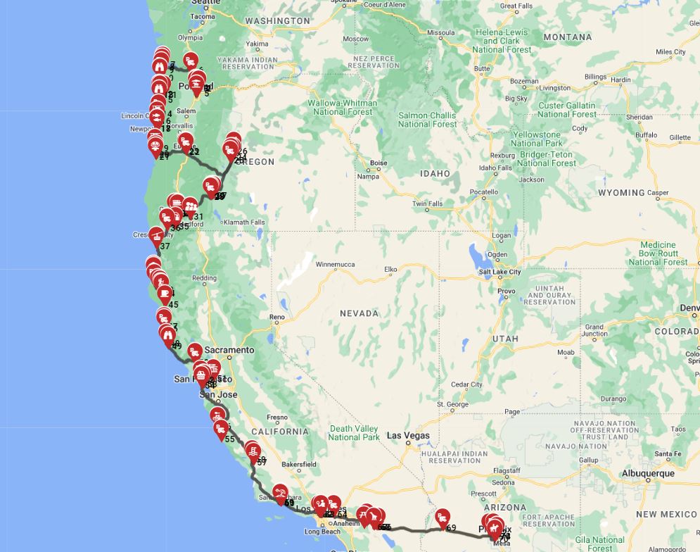 Portland to Phoenix RV road trip planner